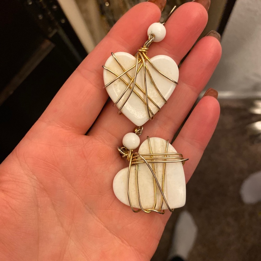 Bundle!! Vintage heart earrings with gold wire